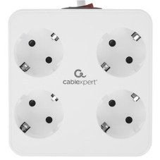 Сетевой фильтр Cablexpert Plate, PLT-4-C2U2-W-2, 4р, 10А, 2xType-C PD, 20Вт, 2xUSB, 2.4A, 2 м, ур. защиты 4+, белый, коробка