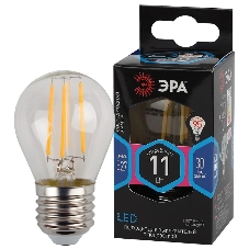 Лампа светодиодная ЭРА F-LED P45-11w-840-E27 (филамент, шар, 11Вт, нейтр, E27) (10/100/4000)