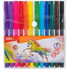 Фломастеры Deli EC156-12 ColoRun 12 цветов, пластиковая туба