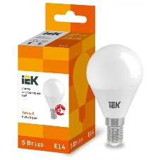 Лампа светодиодная IEK LLE-G45-5-230-30-E14 ECO G45 5Вт шар 3000К теплый белый E14 450лм 230-240В