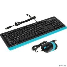 Комплект клавиатура+мышь A4Tech FStyler F1010 проводной, USB, 1600 DPI, чёрный/синий