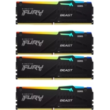 Оперативная память Kingston Fury Beast, DDR5, 128Gb (4x32Gb), 5600MHz, CL40, DIMM, радиатор, RGB, черный