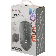 Мышь проводная Defender Trace MB-989 черный, 1000 dpi, USB, кнопки - 3
