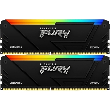 Оперативная память Kingston Fury Beast, DDR4, 16GB (2x8GB), 3200MHz, CL16, DIMM, с радиатором, RGB, черный