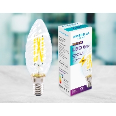 Светодиодная лампа Ambrella light 202126 Filament LED C35 6W E14 6400K (50W) 220-240V