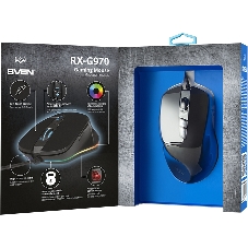 Мышь проводная SVEN RX-G970 черный, 4000 dpi, USB, кнопки - 7