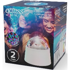 Светильник Gauss диско 3W 220-240V белый с фиксированной проекцией с кабелем электропитания и выключателем LED