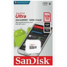 Флеш карта microSDXC 128GB SanDisk Ultra Class 10, UHS-I, R 100 МБ/с, SDSQUNR-128G-GN3MN адаптер на SD