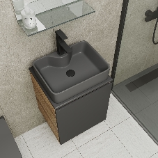 Тумба Bau Dream Blackwood 50 графит, раковина BAU Cerama 48х37 темно-серая матовая, смеситель Hotel Black, черный, выпуск клик клак черный