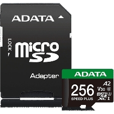 Флеш карта microSD ADATA 256Gb microSDXC Class 10 UHS-I U3 V30 A2 180/160 MB/s (SD адаптер)