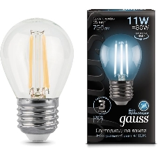 Лампа светодиодная филаментная Gauss Black Filament 11Вт шар 4100К E27 Лампа светодиодная филаментная Gauss Black Filament 11Вт шар 4100К E27