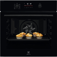 Электрический духовой шкаф Electrolux с конвекцией, приготовление на пару,объем 72 л, утапливаемые переключатели, 10 режимов, автопрограммы, очистка пиролитическая, 3 стекла в дверце, направляющие проволочные + телескопические (1 уровень), термощуп