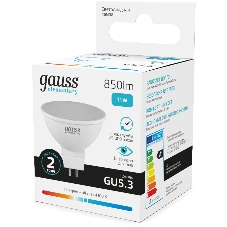 Лампа светодиодная Gauss Elementary 13521 11Вт цок.:GU5.3 софит 180B св.свеч.бел.нейт. MR16 (упак.:10шт)