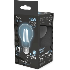 Лампа светодиодная филаментная Gauss Filament 18Вт цок.:E27 груша св.свеч.бел.нейт. (упак.:10шт)