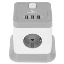 Сетевой фильтр Cablexpert Tower, TWR-4-U3-W-2, 4р, 10А, 3xUSB, 3.1А, 2 м, ур. защиты 2+, белый, коробка