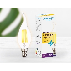 Светодиодная лампа Ambrella light 202214 Filament LED C37L-F 6W E14 3000K (60W)