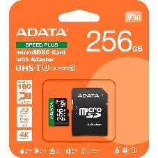 Флеш карта microSD ADATA 256Gb microSDXC Class 10 UHS-I U3 V30 A2 180/160 MB/s (SD адаптер)