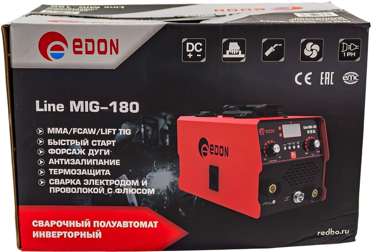 Сварочный полуавтомат Edon Line MIG-180 инвертор MIG-MAG/ММА/TIG