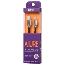 Кабель USB ACD-Allure Lightning - USB-A Кожа, 1м, черный