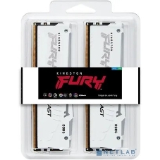 Оперативная память Kingston Fury Beast, DDR5, 32Gb (2x16Gb), 5200MHz, CL40, DIMM, с радиаторами, RGB, белый