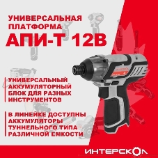 Дрель-шуруповерт ИНТЕРСКОЛ ШАУ-100/12Э АПИ-Т, 12В, 2 Ач, 100 Нм, щеточный, ударный