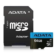 Флеш карта microSD 64Gb ADATA microSDHC Class 10 UHS-I A1 100/25 MB/s (SD адаптер)