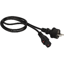 Шнур питания LANMASTER с блокировкой C13-Schuko прямая, 3х0.75, 220В, 10А, черный, 3 м.