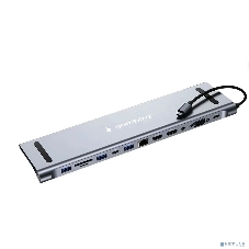USB-концентратор Gembird UHB-D6, USB Type-C, USB 2.0/RJ45/USB Type-C PD87W/Jack 3.5 / SD/TF/2xHDMI/VGA, USB Type-C