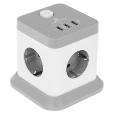 Сетевой фильтр Cablexpert Tower, TWR-4-U3-W-2, 4р, 10А, 3xUSB, 3.1А, 2 м, ур. защиты 2+, белый, коробка
