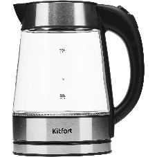Чайник электрический Kitfort KT-6118 1.7л. 2200Вт прозрачный/серебристый (корпус: стекло)