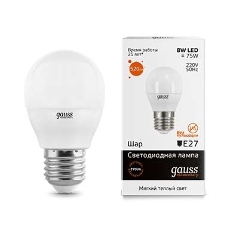 Лампа светодиодная LED Gauss Elementary Шар 8W E27 520lm 3000K 1/10/100 0