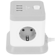 Сетевой фильтр Cablexpert Tower, TWR-4-U3-W-3, 4 р, 10А, 3xUSB, 3.1А, 3 м, ур.защиты 2+, белый, коробка