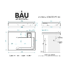 Комплект BAU 4 в 1: раковина над стиральной машиной BAU Hotel Pro 80х55 литьевой мрамор, кронштейны, сифон и смеситель Dream Black, черный