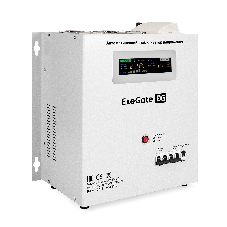 Стабилизатор напряжения настенный ExeGate Master AV-15000 (15000ВА, вход 140-260В, цветной дисплей, выход 220В±8%, КПД 98%, 5 уровней защиты, задержка, усиленный метал.корпус, 1*Schuko+клем.колодка, RTL)