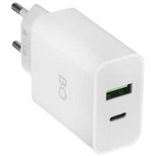 Сетевое зарядное устройство BQ Charger 20W2A01 (2 ports Type-C + USB, PD+QC3.0, 20W) белый