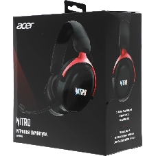Гарнитура Acer OHR401 чёрный, беспроводная + проводная, USB/Bluetooth/mini jack 3.5 мм, до 55 ч, подсветка