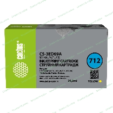 Картридж струйный Cactus CS-3ED69A 712 желтый (29 мл) для HP DJ T230/630