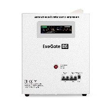 Стабилизатор напряжения настенный ExeGate Master AV-15000 (15000ВА, вход 140-260В, цветной дисплей, выход 220В±8%, КПД 98%, 5 уровней защиты, задержка, усиленный метал.корпус, 1*Schuko+клем.колодка, RTL)