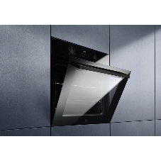 Электрический духовой шкаф Electrolux с конвекцией, приготовление на пару,объем 72 л, утапливаемые переключатели, 10 режимов, автопрограммы, очистка пиролитическая, 3 стекла в дверце, направляющие проволочные + телескопические (1 уровень), термощуп