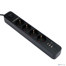 Сетевой фильтр Гарнизон 2.0 Мультипорт EPS-4-U3-B-2, 4 р, 10А, 3xUSB, 2 м, ур.защиты 2+, черный, пакет