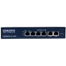 Коммутатор Osnovo SW-20600(80W) PoE коммутатор 6 портов, 4 PoE порта 10/100 Base-T, 2*10/100 Base-T Uplink, до 30W на порт, суммарно до 80W