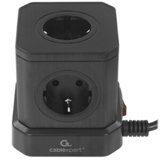 Сетевой фильтр Cablexpert Tower, TWR-5-U4-B-2, 5 р, 10А, 4хUSB, 3.1А, 2 м, ур.защиты 4+, черный, коробка