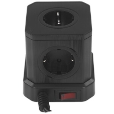Сетевой фильтр Cablexpert Tower, TWR-5-U4-B-2, 5 р, 10А, 4хUSB, 3.1А, 2 м, ур.защиты 4+, черный, коробка