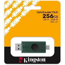Флешка USB Kingston DataTraveler Duo (DTDEG2/256Gb), 256Gb, USB3.2/Type-C, R/W 150/60, зеленая
