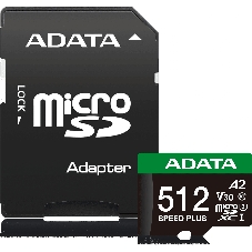 Флеш карта microSD ADATA 512Gb microSDXC Class 10 UHS-I U3 V30 A2 180/160 MB/s (SD адаптер)