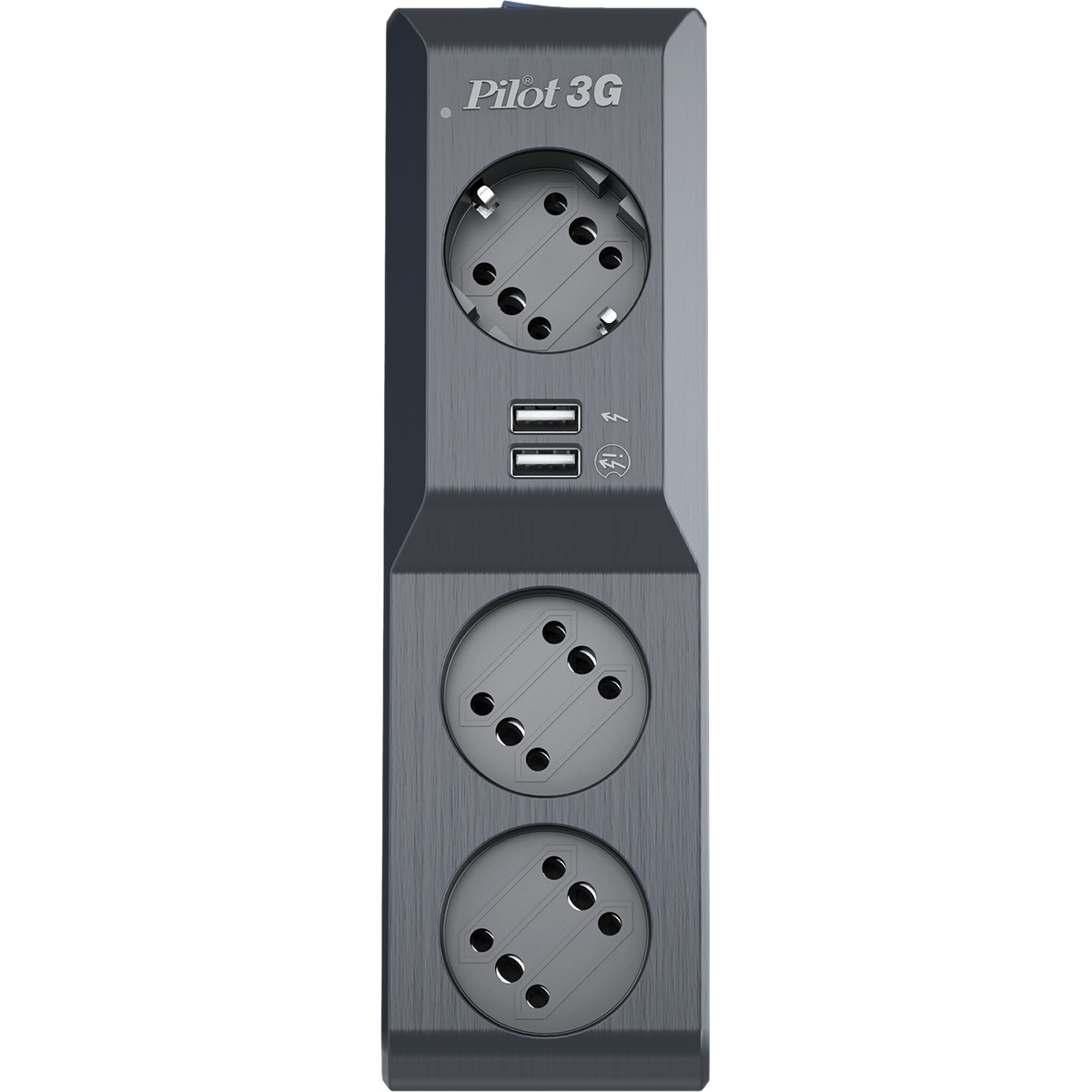 Сетевой фильтр Surge protector Pilot 3G 3xGP euro outlets, 10А/2.2 кВа, 2xUSB, 3m, черный
