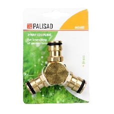 Тройник Palisad для разветвления или соединения, штуцерный, латунный