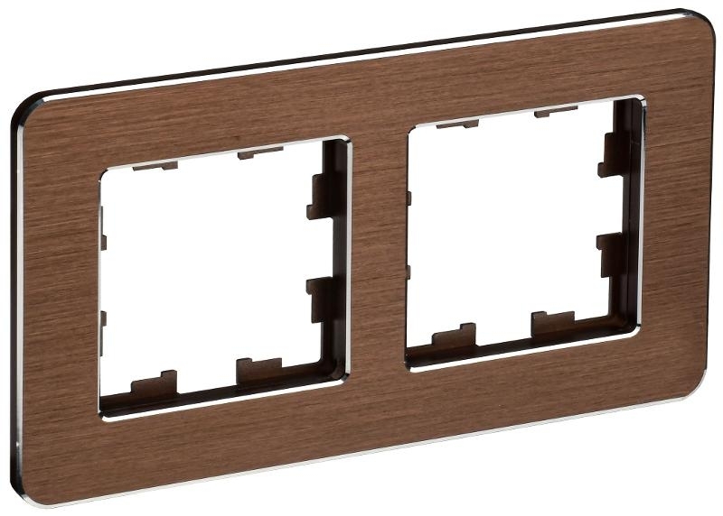Рамка 2-мест. РУ-2-1-Бр RE AL IEK BRITE DECOR Коричневый металл скругл.угол
