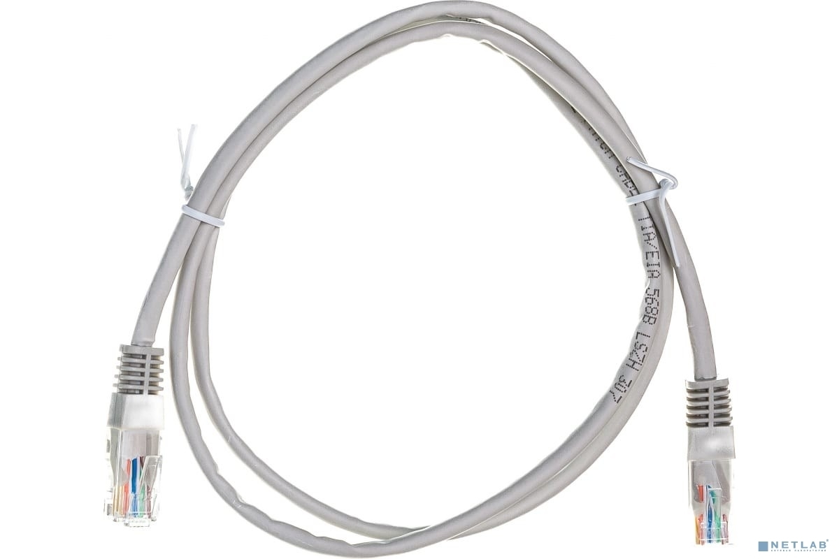 Шнур коммутационный Rexant патч-корд U/UTP RJ45-RJ45, cat.5e, LSZH серый, 1м