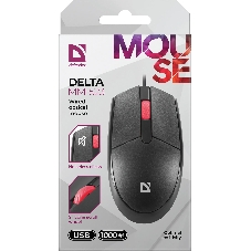 Мышь проводная Defender Delta MM-523 черный, 1000 dpi, USB, кнопки - 3